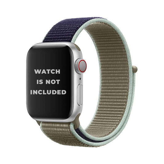 Khaki-Blue Dual Color Nylon Apple Watch Band (42-44MM)