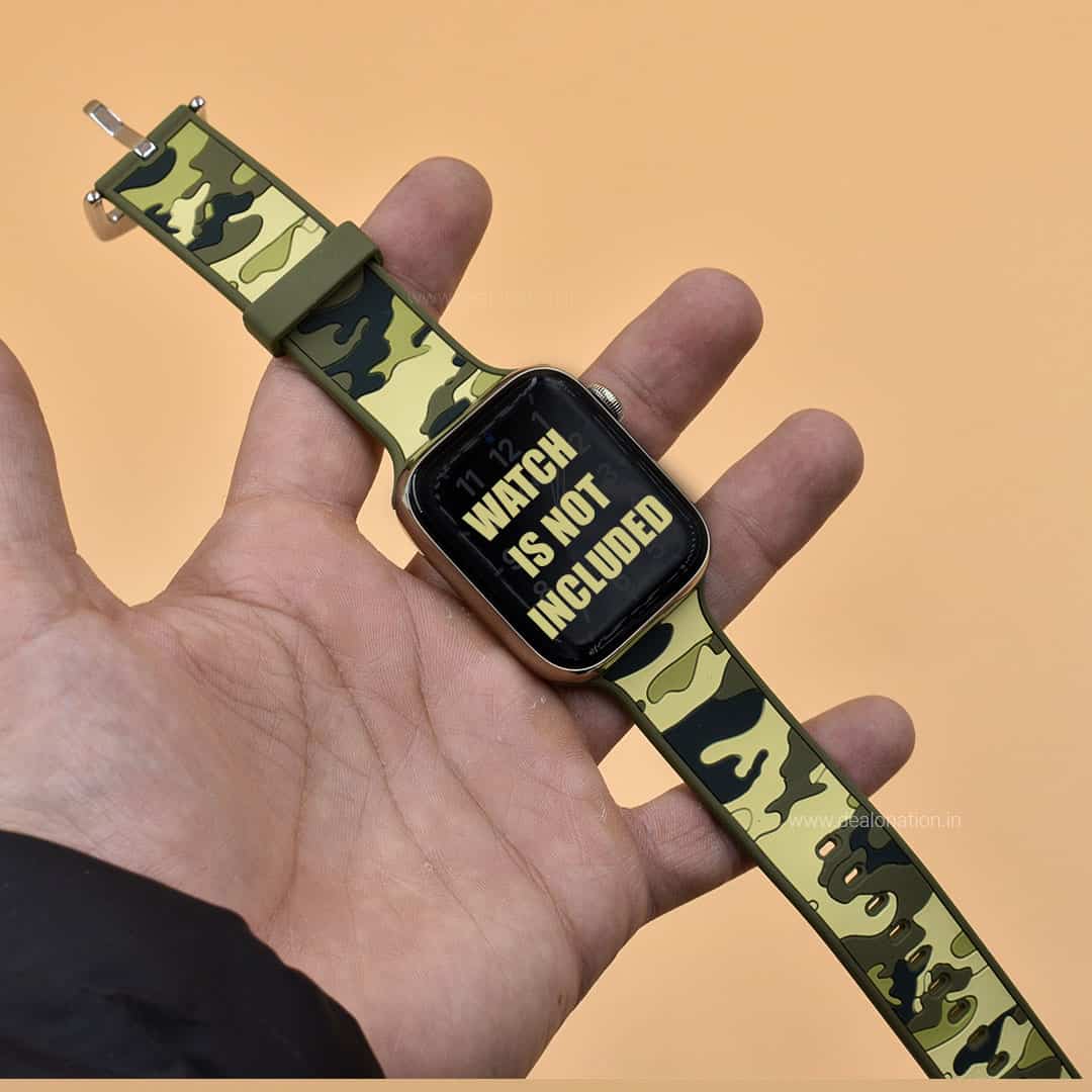 Camo Green Silicone Apple Watch Band 42-44-45 MM