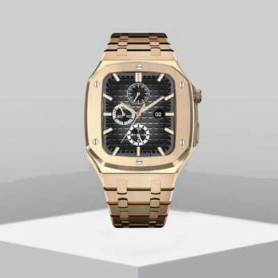 AP Style Luxury Stainless Steel Case with Metal Belt (44-45MM) - Rose Gold