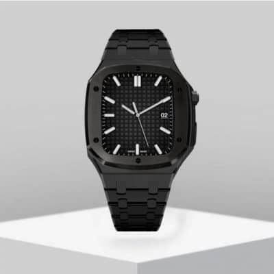AP Style Luxury Stainless Steel Case with Metal Belt (44-45MM) - Black