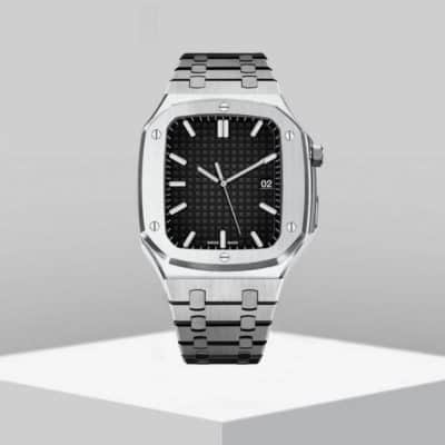 AP Style Luxury Stainless Steel Case with Metal Belt (44-45MM) - Silver