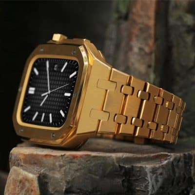 AP Style Luxury Stainless Steel Case with Metal Belt (44-45MM) - Gold
