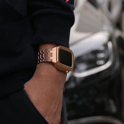AP Style Luxury Stainless Steel Case with Metal Belt (44-45MM) - Rose Gold
