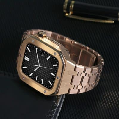 AP Style Luxury Stainless Steel Case with Metal Belt (44-45MM) - Rose Gold