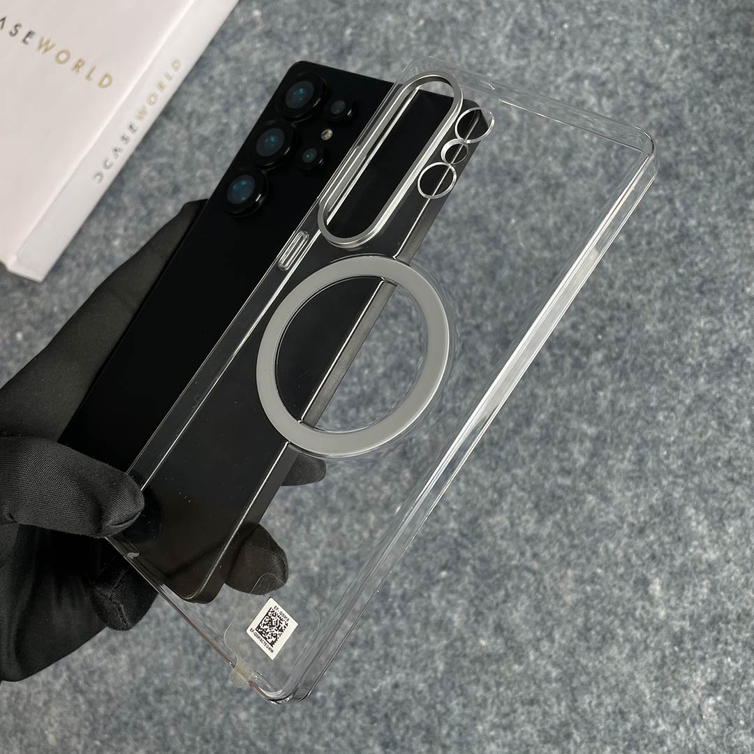 Clear View Magnetic Case with Alloy Camera Shield For S25 Ultra
