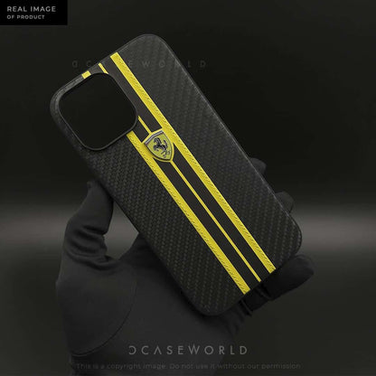 FR Premium Leather & Carbon Fibre Case With Centre Stripe