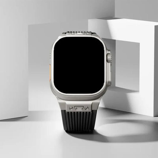 Hublot Style Premium Silicon Strap with Titanium Finish Buckle (42/44/45/49mm)