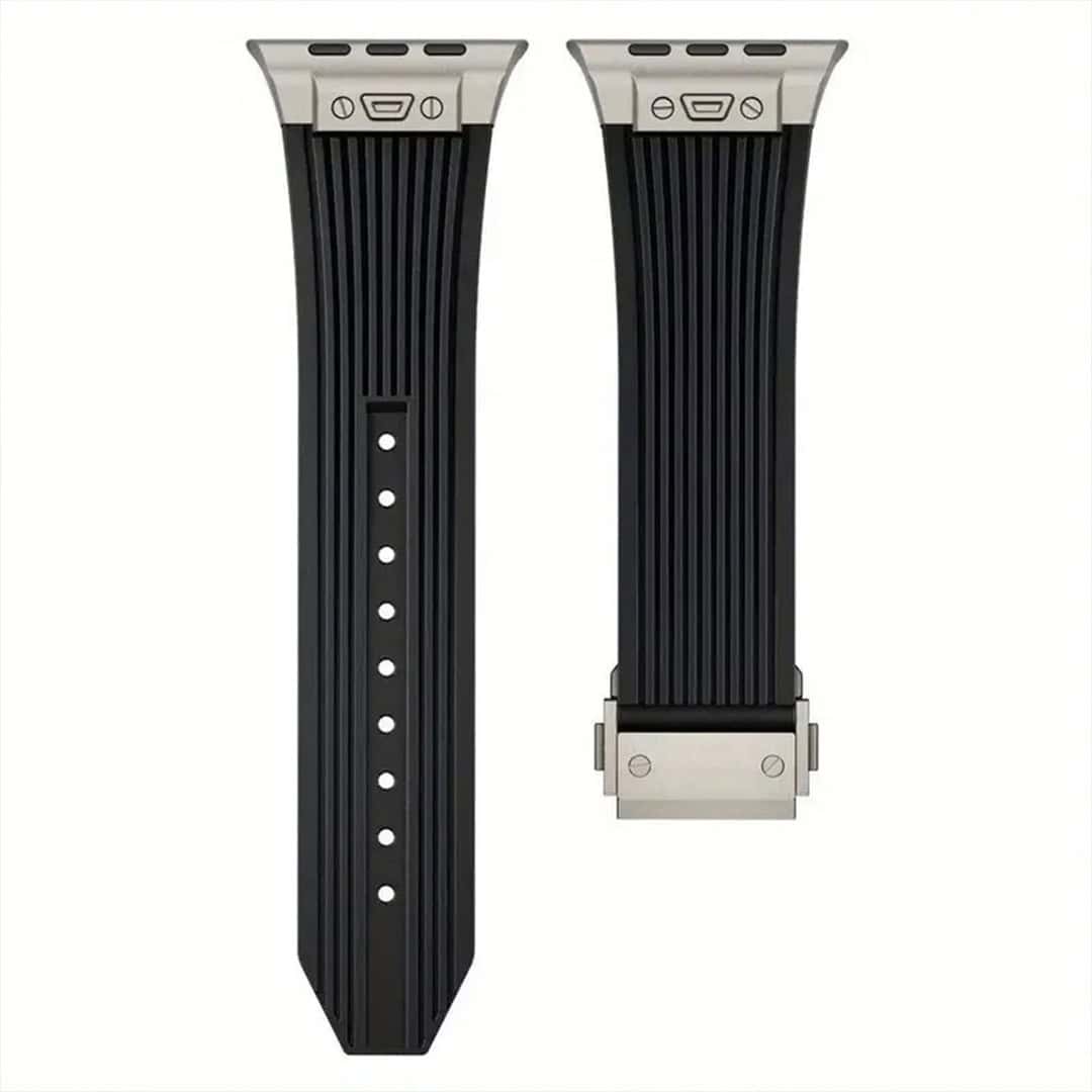 Hublot Style Premium Silicon Strap with Titanium Finish Buckle (42/44/45/49mm)
