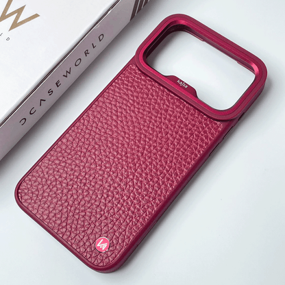 Kajsa Genuine Leather Togo Litchi Pattern back (with magsafe & o-ring)