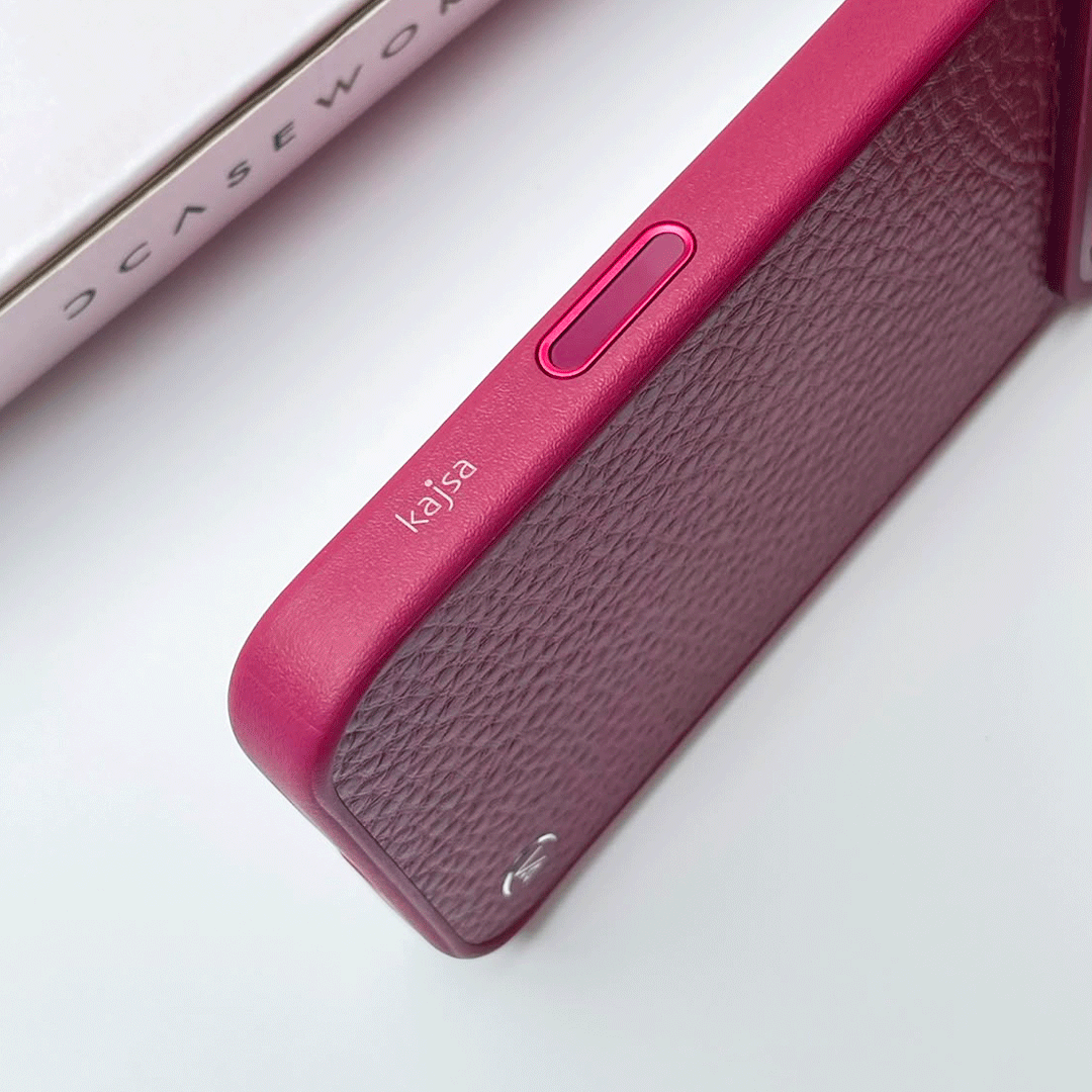 Kajsa Genuine Leather Togo Litchi Pattern back (with magsafe & o-ring)