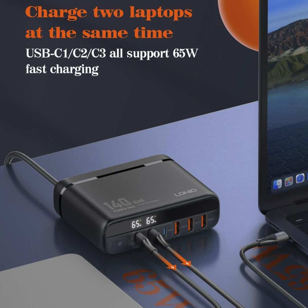 LDNIO 140W USB C 6 Port GaN Desktop Charger