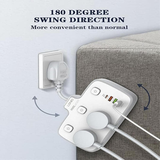 LDNIO SC2413 Universal Power Strip Surge Protector with 4 USB Ports