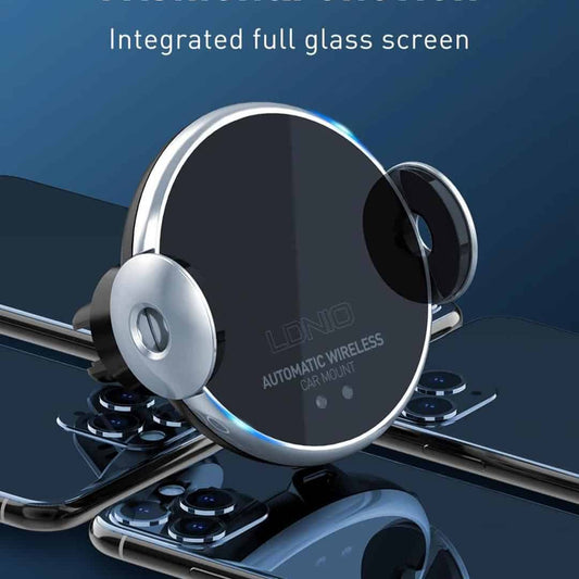LDNIO Sensor (Auto Clamp) Car Holder With Wireless Chargeing🤠