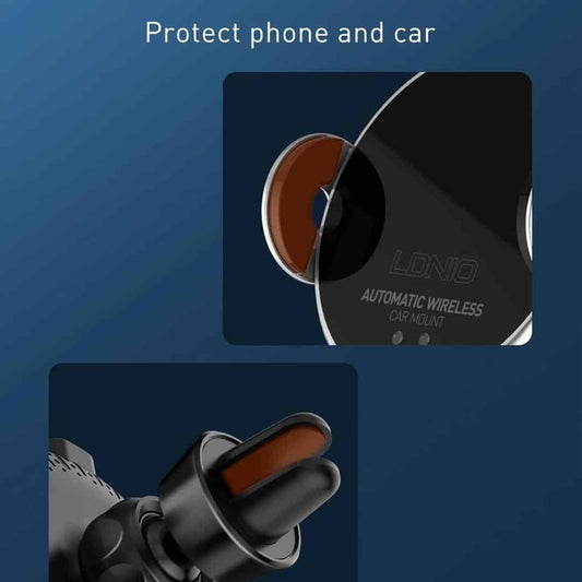 LDNIO Sensor (Auto Clamp) Car Holder With Wireless Chargeing🤠
