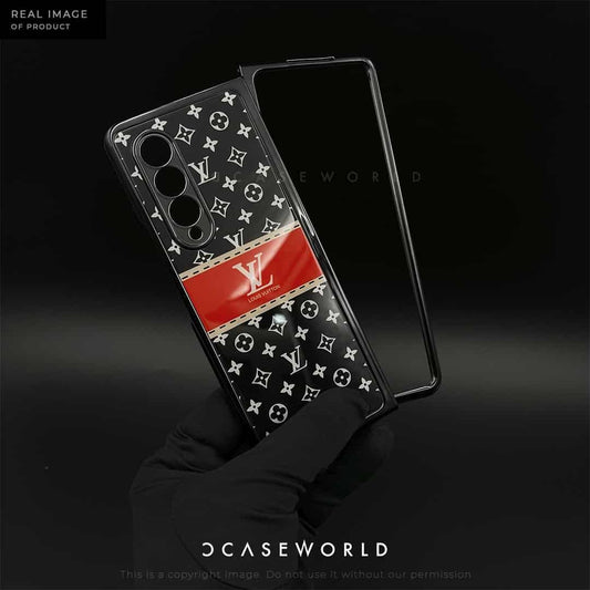 LUXE Red-Black Premium Glass Back Case with Microfibre Cloth Inside - Z Fold 3