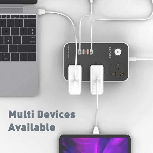 Ldnio 2500W Power Strip Extension with 38W QC Type C USB Ports