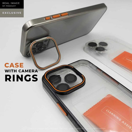 Metal Stand Clear Case with Camera Rings