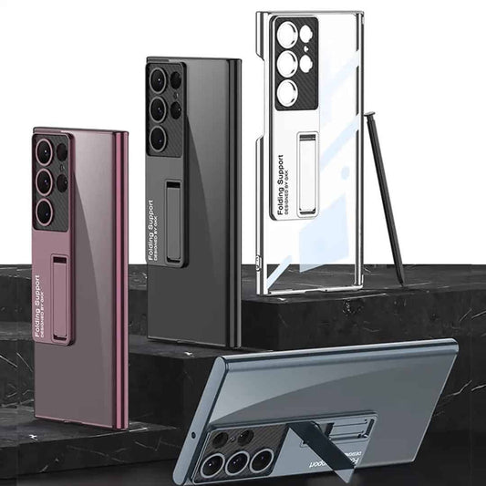 Metal Stand with Carbon Fiber Camera Ring Clear Case