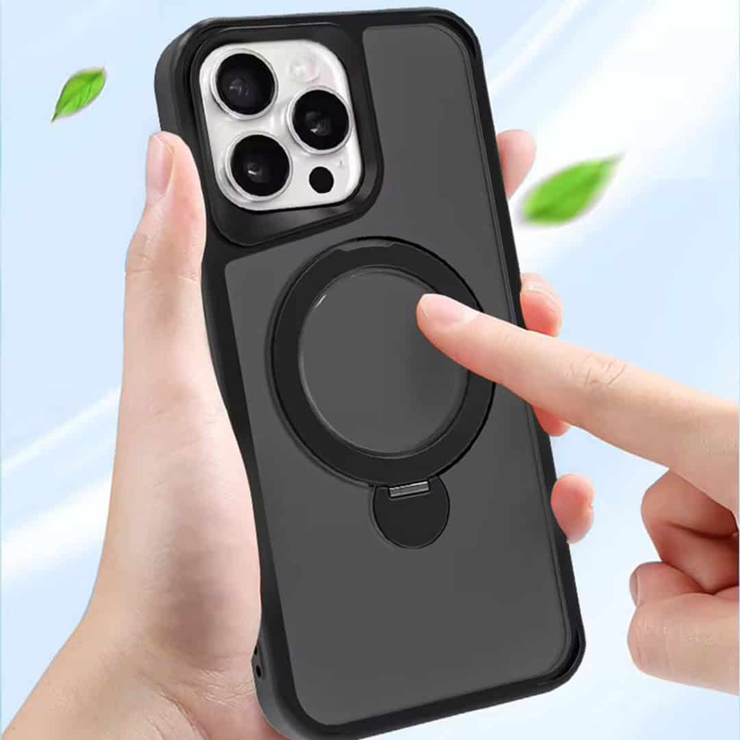 Shock-proof MagSafe Acrylic Guard Case with Pull-Out Ring Stand