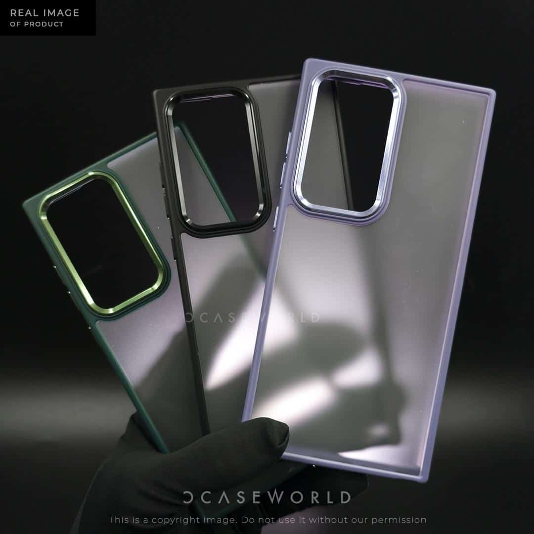 Premium Frosted Back With Metal Chrome Camera Ring