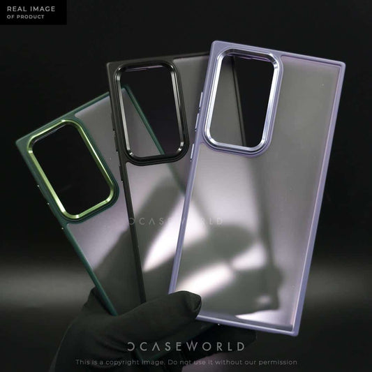 Premium Frosted Back With Metal Chrome Camera Ring