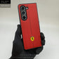 RED FR Vertical Strips Leather Case - Z Fold 5