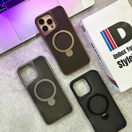 Shock-proof MagSafe Acrylic Guard Case with Pull-Out Ring Stand