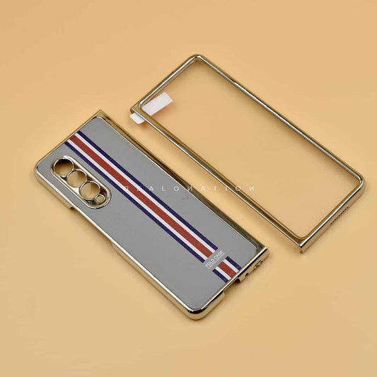 Leather Back with Silver Chrome Case for Z Fold 3