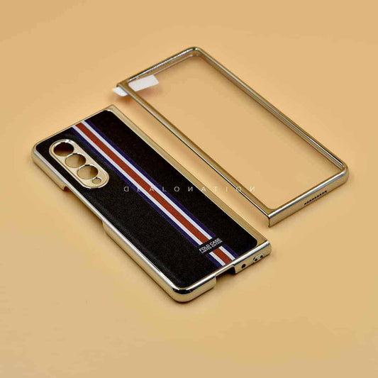 Leather Back with Silver Chrome Case for Z Fold 3