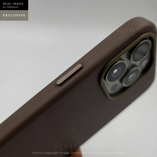 Taupe Brown Leather Case with Action Button