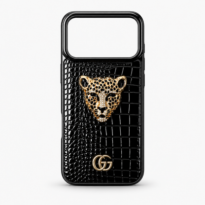 Luxury 3D Golden Leopard Croco Leather Premium Case