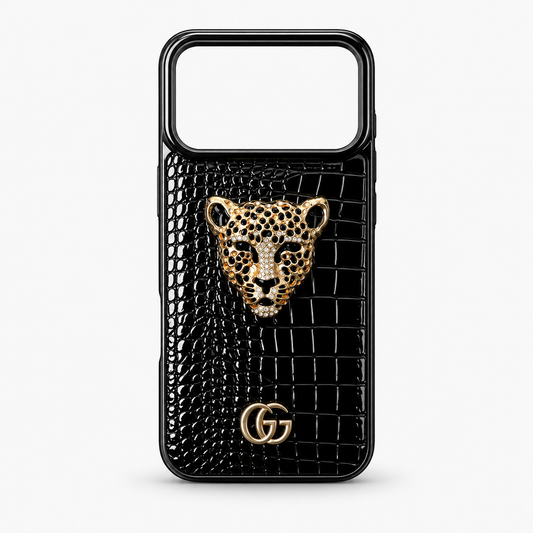 Luxury 3D Golden Leopard Croco Leather Premium Case