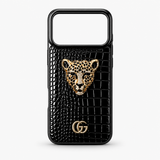 Luxury 3D Golden Leopard Croco Leather Premium Case