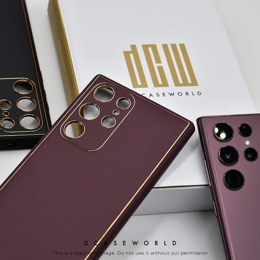 Electroplating Leather Case with Camera Protection for S22 Ultra