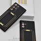 Back Holder Electroplating Leather Case with Camera Protection