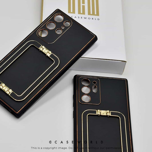 Back Holder Electroplating Leather Case with Camera Protection