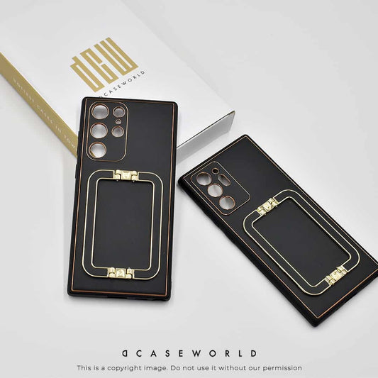 Back Holder Electroplating Leather Case with Camera Protection