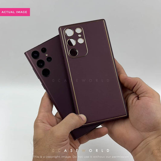 Electroplating Leather Case with Camera Protection for S22 Ultra