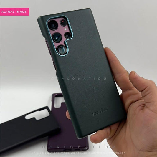 Premium Leather Logo Case for S22 Ultra