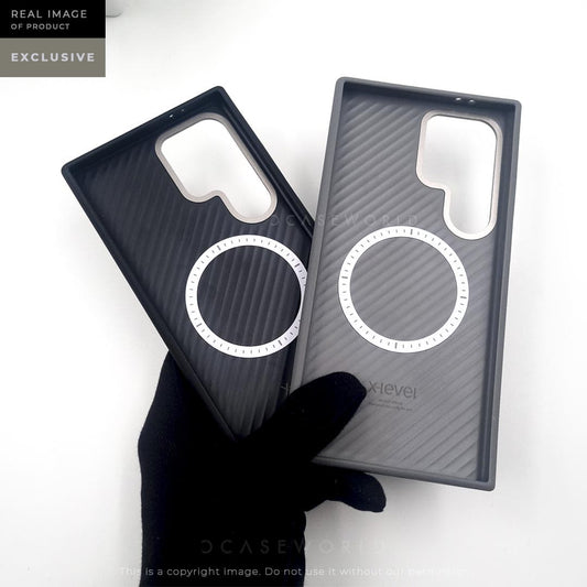 X-LEVEL Magnet Series PC+PU Leather Case with Titanium Camera Ring - S24 Ultra 