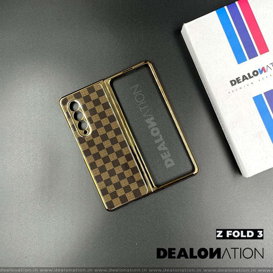 Luxury Glass Chess Brown Case for Z Fold 3