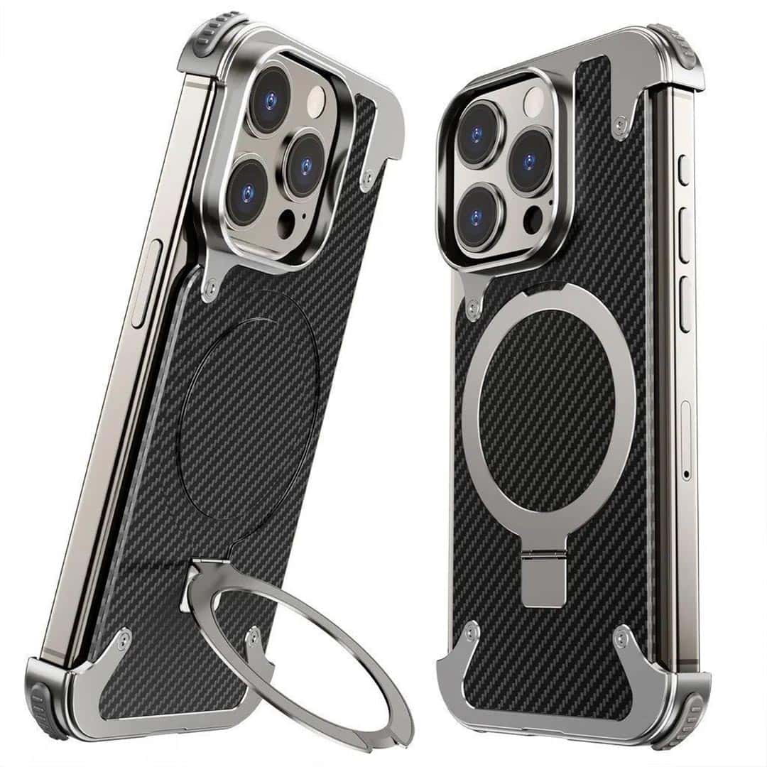 EvoEdge – Rimless Premium Leather & Aluminum Case with Magnetic Stand