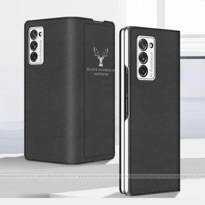 Deer Leather Flip Case Samsung Z Fold 2