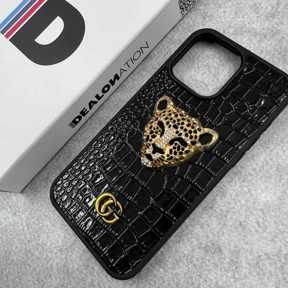 Luxury 3D Golden Tiger Croco Leather Premium Case