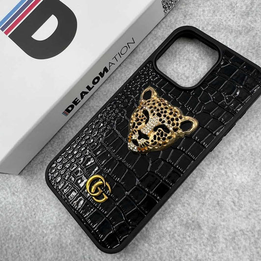 Luxury 3D Golden Tiger Croco Leather Premium Case