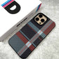 BlueRed Matrix Case – Sleek Check & Vertical Lines on Black