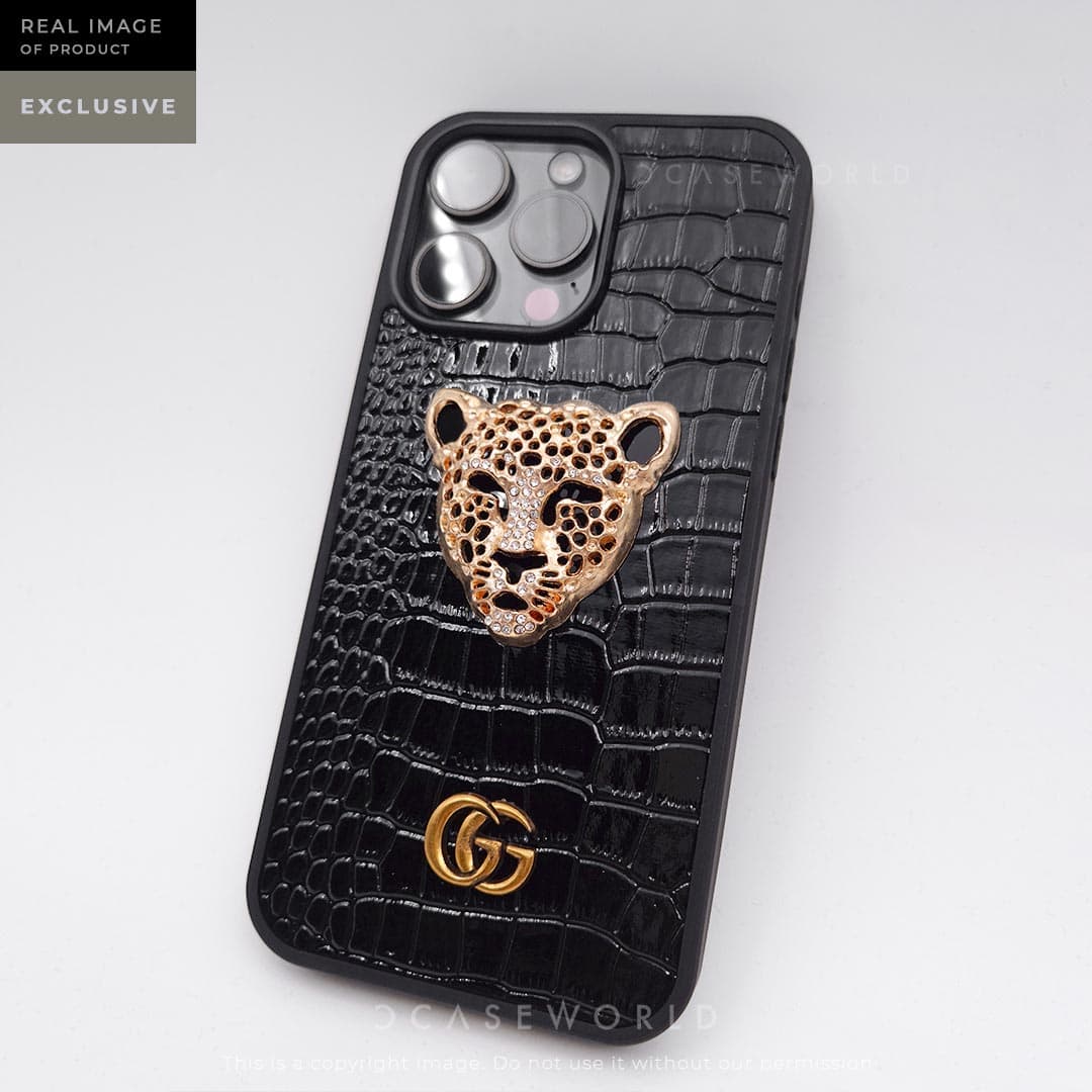 Luxury 3D Golden Tiger Croco Leather Premium Case
