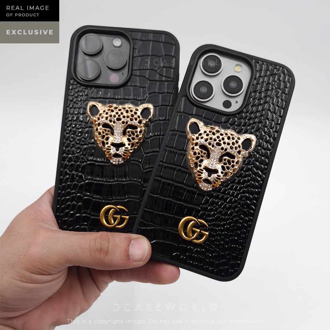 Luxury 3D Golden Tiger Croco Leather Premium Case