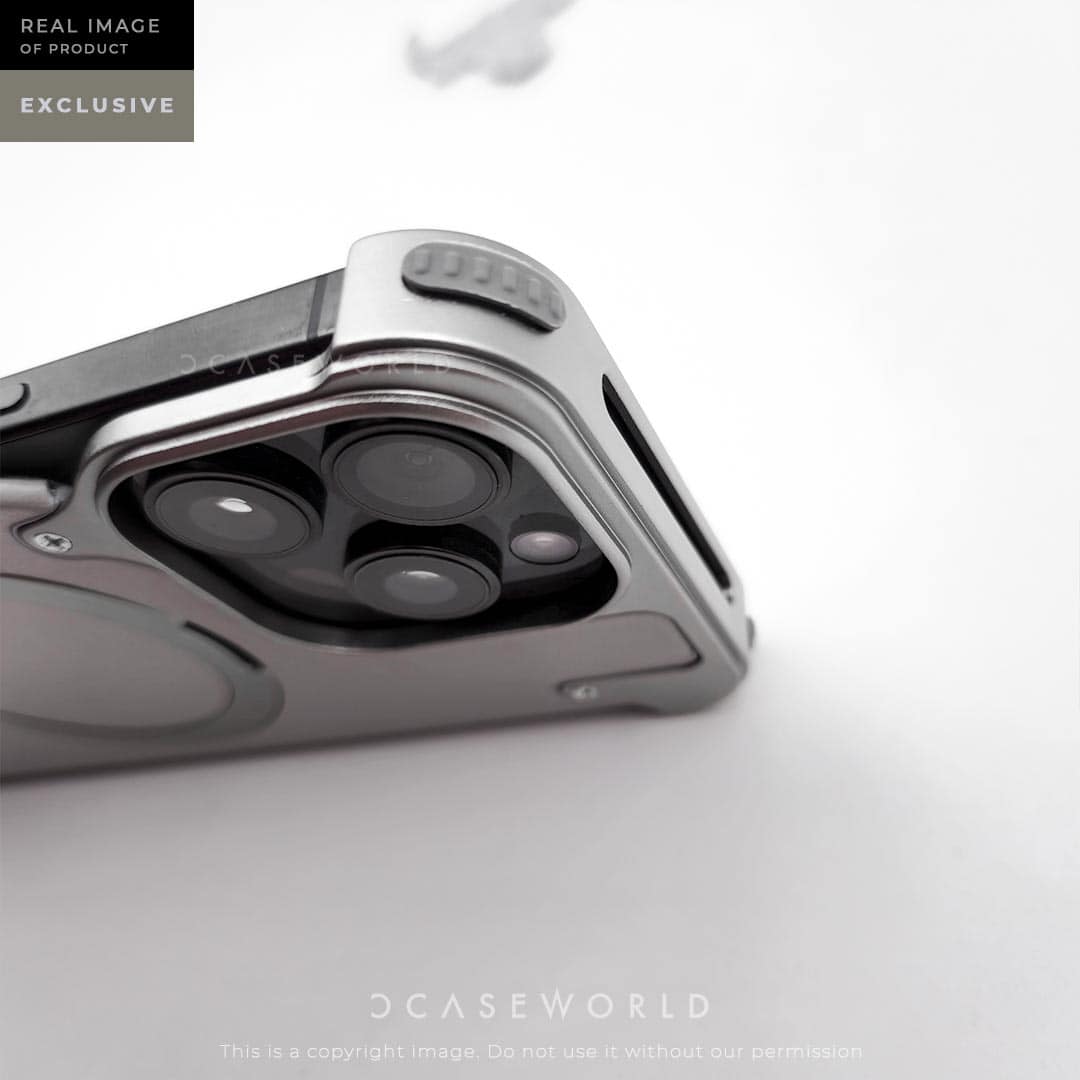 EvoEdge – Rimless Premium Leather & Aluminum Case with Magnetic Stand