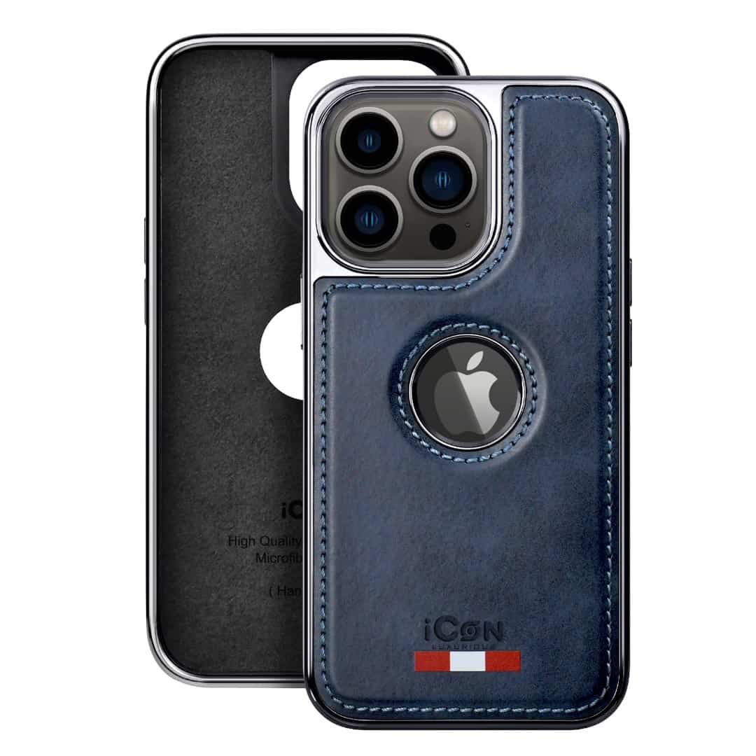Luxury Series Leather Case with Chrome Sides and Logo Cut